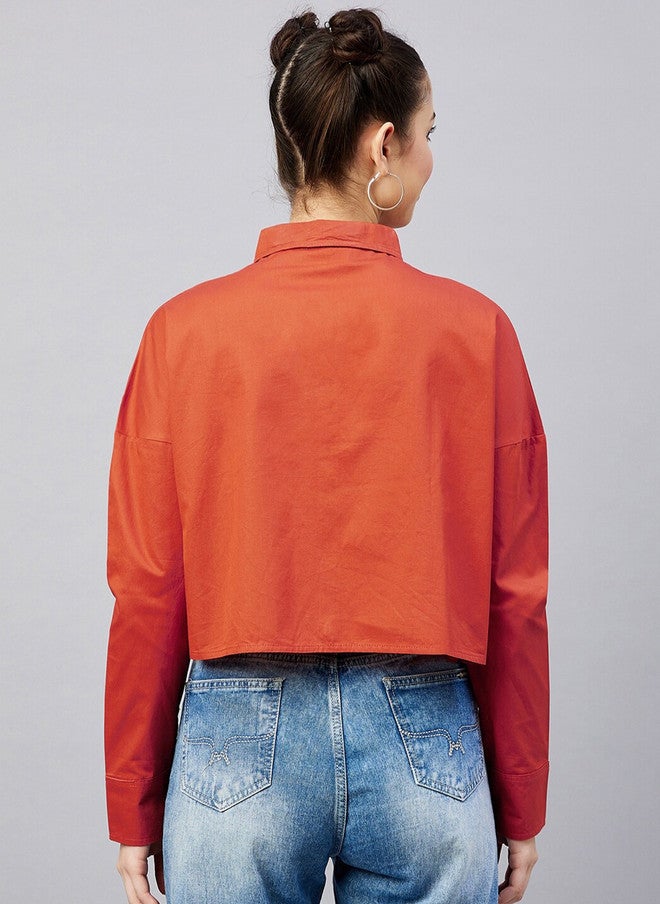 CHIMPAAANZEE Women Red Oversized Casual Shirt - Image 4